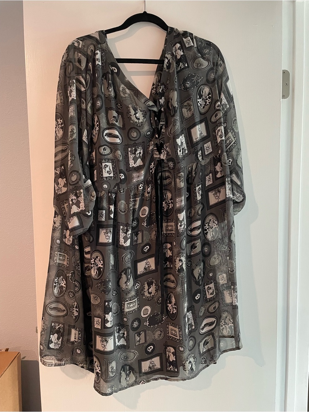 Disney Black and Gray Printed Dress with Villain Motif